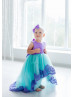 Turquoise And Lavender High Low Flower Girl Dress